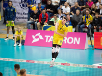 Dawid Dulski participates in a match of the Plus Liga between Stal Nysa and ZAKSA Kedzierzyn Kozle in Nysa, Poland, on November 3, 2024. (