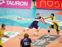 Kamil Szymura participates in a match of the Plus Liga between Stal Nysa and ZAKSA Kedzierzyn Kozle in Nysa, Poland, on November 3, 2024. (