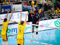 Mateusz Recko participates in a match of the PLUS Liga between Stal Nysa and ZAKSA Kedzierzyn Kozle in Nysa, Poland, on November 3, 2024. (