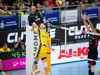 Kamil Kosiba participates in a match of the PLUS Liga between Stal Nysa and ZAKSA Kedzierzyn Kozle in Nysa, Poland, on November 3, 2024. (