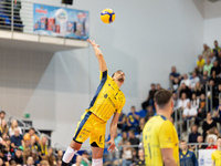 ZOUHEIR EL GRAOUI participates in a match of the PLUS Liga between Stal Nysa and ZAKSA Kedzierzyn Kozle in Nysa, Poland, on November 3, 2024...