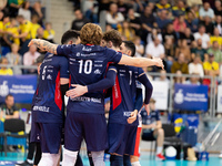 Mateusz Recko participates in a match of the PLUS Liga between Stal Nysa and ZAKSA Kedzierzyn Kozle in Nysa, Poland, on November 3, 2024. (