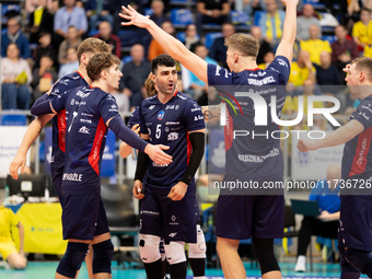 Igor Grobelny and Marcin Janusz participate in a PLUS Liga match between Stal Nysa and ZAKSA Kedzierzyn Kozle in Nysa, Poland, on November 3...