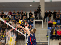 Mateusz Recko participates in a match of the PLUS Liga between Stal Nysa and ZAKSA Kedzierzyn Kozle in Nysa, Poland, on November 3, 2024. (