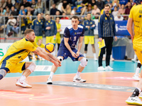 Kamil Szymura participates in a match of the Plus Liga between Stal Nysa and ZAKSA Kedzierzyn Kozle in Nysa, Poland, on November 3, 2024. (