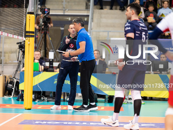 Andrea Giani participates in a match of the PLUS Liga between Stal Nysa and ZAKSA Kedzierzyn Kozle in Nysa, Poland, on November 3, 2024. (