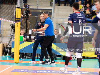 Andrea Giani participates in a match of the PLUS Liga between Stal Nysa and ZAKSA Kedzierzyn Kozle in Nysa, Poland, on November 3, 2024. (