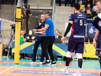 Andrea Giani participates in a match of the PLUS Liga between Stal Nysa and ZAKSA Kedzierzyn Kozle in Nysa, Poland, on November 3, 2024. (