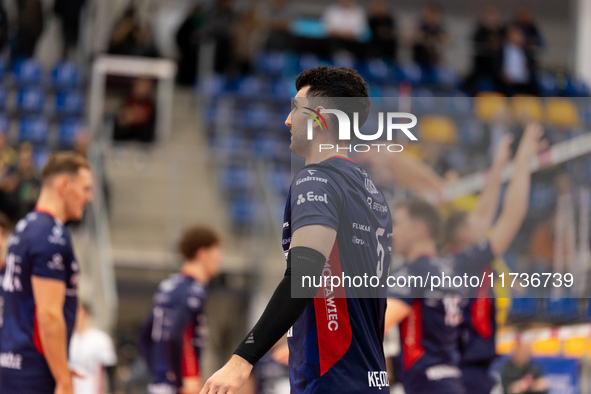 MARCIN JANUSZ participates in a match of the PLUS Liga between Stal Nysa and ZAKSA Kedzierzyn Kozle in Nysa, Poland, on November 3, 2024. 