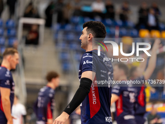 MARCIN JANUSZ participates in a match of the PLUS Liga between Stal Nysa and ZAKSA Kedzierzyn Kozle in Nysa, Poland, on November 3, 2024. (