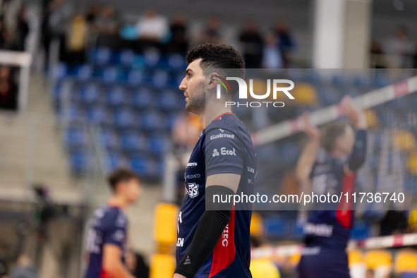 MARCIN JANUSZ participates in a match of the PLUS Liga between Stal Nysa and ZAKSA Kedzierzyn Kozle in Nysa, Poland, on November 3, 2024. 