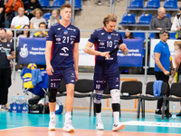 Kamil Urbanowicz and Mateusz Recko participate in a PLUS Liga match between Stal Nysa and ZAKSA Kedzierzyn Kozle in Nysa, Poland, on Novembe...