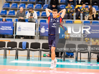 Kamil Urbanowicz participates in a match of the PLUS Liga between Stal Nysa and ZAKSA Kedzierzyn Kozle in Nysa, Poland, on November 3, 2024....