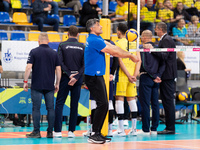 Andrea Giani participates in a match of the PLUS Liga between Stal Nysa and ZAKSA Kedzierzyn Kozle in Nysa, Poland, on November 3, 2024. (