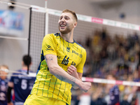 Kamil Kosiba participates in a match of the PLUS Liga between Stal Nysa and ZAKSA Kedzierzyn Kozle in Nysa, Poland, on November 3, 2024. (