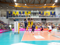 RAFAL SZYMURA participates in a match of the PLUS Liga between Stal Nysa and ZAKSA Kedzierzyn Kozle in Nysa, Poland, on November 3, 2024. (