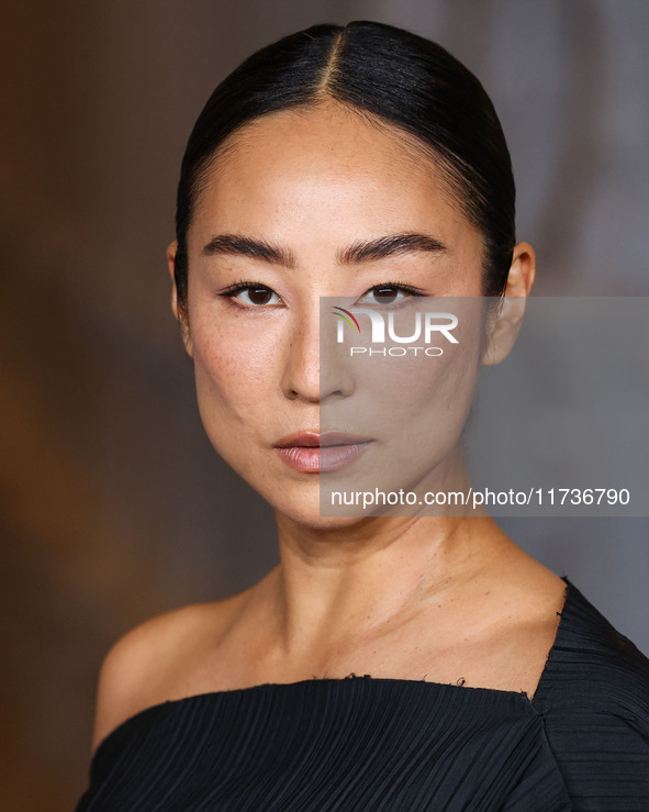 Greta Lee arrives at the 13th Annual LACMA Art + Film Gala 2024 presented by Gucci held at the Los Angeles County Museum of Art on November...