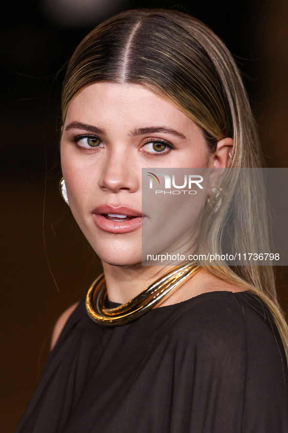 Sofia Richie Grainge wearing a Saint Laurent by Anthony Vaccarello dress arrives at the 13th Annual LACMA Art + Film Gala 2024 presented by...