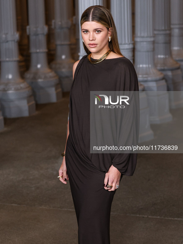 Sofia Richie Grainge wearing a Saint Laurent by Anthony Vaccarello dress arrives at the 13th Annual LACMA Art + Film Gala 2024 presented by...