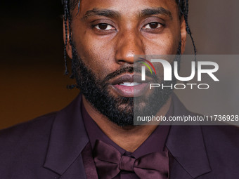 John David Washington wearing Gucci arrives at the 13th Annual LACMA Art + Film Gala 2024 presented by Gucci held at the Los Angeles County...