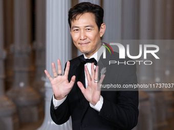 Lee Jung-jae wearing Gucci arrives at the 13th Annual LACMA Art + Film Gala 2024 presented by Gucci held at the Los Angeles County Museum of...