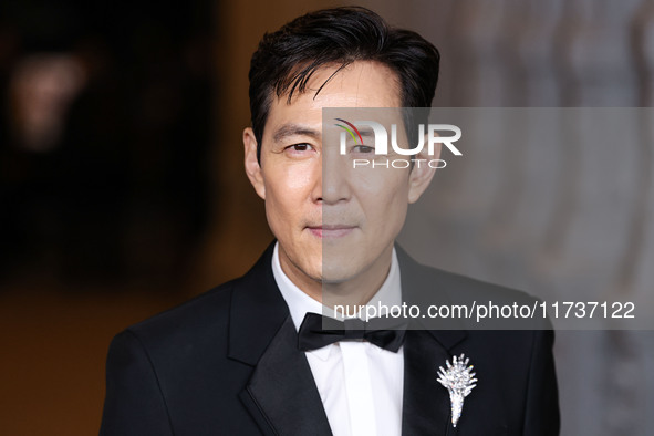 Lee Jung-jae wearing Gucci arrives at the 13th Annual LACMA Art + Film Gala 2024 presented by Gucci held at the Los Angeles County Museum of...