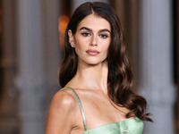 Kaia Gerber wearing Gucci arrives at the 13th Annual LACMA Art + Film Gala 2024 presented by Gucci held at the Los Angeles County Museum of...