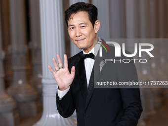 Lee Jung-jae wearing Gucci arrives at the 13th Annual LACMA Art + Film Gala 2024 presented by Gucci held at the Los Angeles County Museum of...