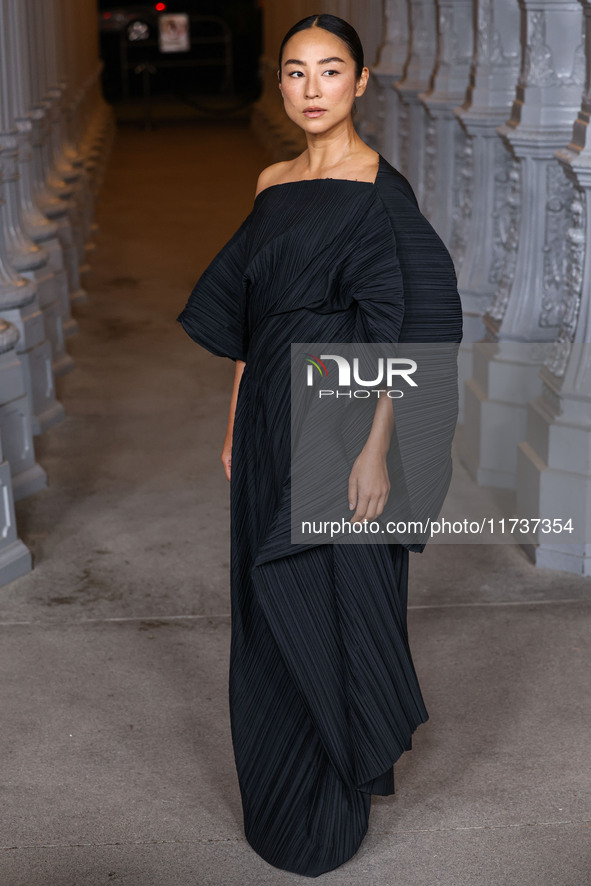 Greta Lee arrives at the 13th Annual LACMA Art + Film Gala 2024 presented by Gucci held at the Los Angeles County Museum of Art on November...