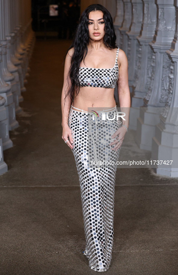 Charli XCX wearing Gucci arrives at the 13th Annual LACMA Art + Film Gala 2024 presented by Gucci held at the Los Angeles County Museum of A...