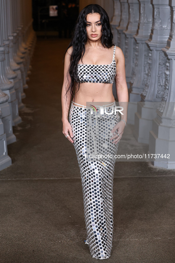 Charli XCX wearing Gucci arrives at the 13th Annual LACMA Art + Film Gala 2024 presented by Gucci held at the Los Angeles County Museum of A...