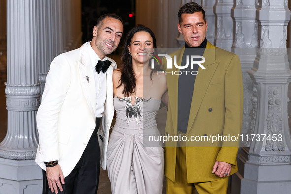 Mohammed Al Turki, Michelle Rodriguez and Ricky Martin arrive at the 13th Annual LACMA Art + Film Gala 2024 presented by Gucci held at the L...