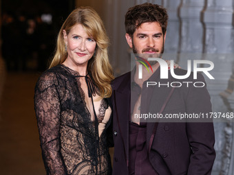 Laura Dern and Andrew Garfield both wearing Gucci arrive at the 13th Annual LACMA Art + Film Gala 2024 presented by Gucci held at the Los An...