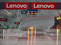 The track is wet during the Formula 1 Lenovo Grande Premio De Sao Paulo 2024 in Sao Paulo, Brazil, on November 3, 2024. (