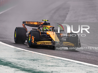 Lando Norris of the UK drives the McLaren F1 Team MCL38 Mercedes during the Formula 1 Lenovo Grande Premio De Sao Paulo 2024 in Sao Paulo, B...