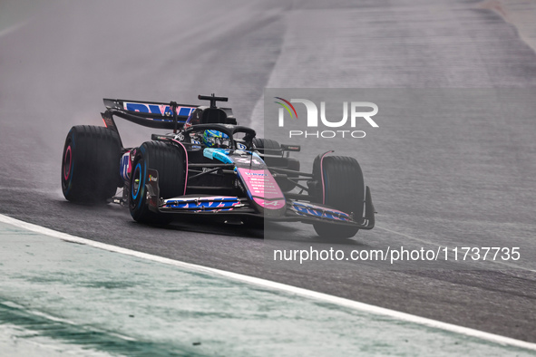 Esteban Ocon of France drives the (31) BWT Alpine F1 Team A524 Renault during the Formula 1 Lenovo Grande Premio De Sao Paulo 2024 in Sao Pa...