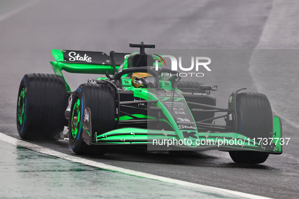 Valtteri Bottas of Finland drives the (77) Stake F1 Team Kick Sauber C44 Ferrari during the Formula 1 Lenovo Grande Premio De Sao Paulo 2024...