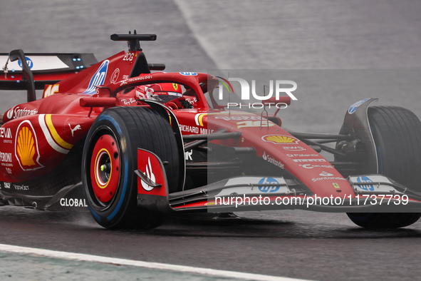 Charles Leclerc of Monaco drives the (16) Scuderia Ferrari SF-24 Ferrari during the Formula 1 Lenovo Grande Premio De Sao Paulo 2024 in Sao...