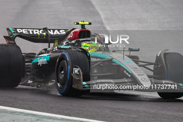 Lewis Hamilton of the UK drives the (44) Mercedes-AMG Petronas F1 Team F1 W15 E Performance Mercedes during the Formula 1 Lenovo Grande Prem...