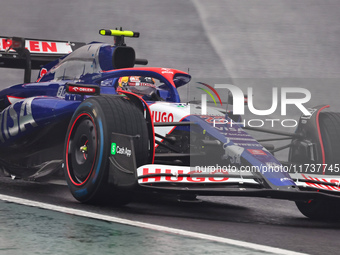 Yuki Tsunoda of Japan drives the (22) Visa Cash app RB VCARB01 Honda RBPT during the Formula 1 Lenovo Grande Premio De Sao Paulo 2024 in Sao...