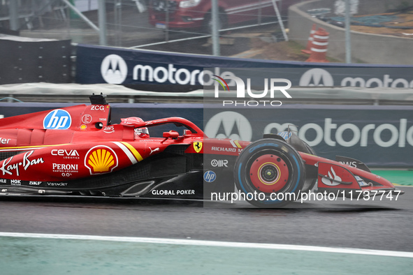 Charles Leclerc of Monaco drives the (16) Scuderia Ferrari SF-24 Ferrari during the Formula 1 Lenovo Grande Premio De Sao Paulo 2024 in Sao...