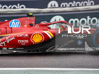 Carlos Sainz Jr. of Spain drives the (55) Scuderia Ferrari SF-24 Ferrari during the Formula 1 Lenovo Grande Premio De Sao Paulo 2024 in Sao...