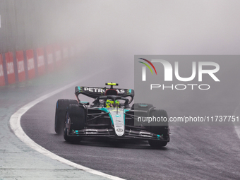 Lewis Hamilton of the UK drives the (44) Mercedes-AMG Petronas F1 Team F1 W15 E Performance Mercedes during the Formula 1 Lenovo Grande Prem...