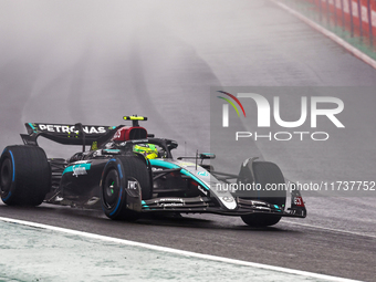 Lewis Hamilton of the UK drives the (44) Mercedes-AMG Petronas F1 Team F1 W15 E Performance Mercedes during the Formula 1 Lenovo Grande Prem...