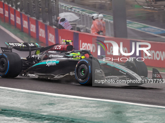 Lewis Hamilton of the UK drives the (44) Mercedes-AMG Petronas F1 Team F1 W15 E Performance Mercedes during the Formula 1 Lenovo Grande Prem...