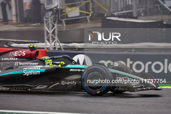 Lewis Hamilton of the UK drives the (44) Mercedes-AMG Petronas F1 Team F1 W15 E Performance Mercedes during the Formula 1 Lenovo Grande Prem...