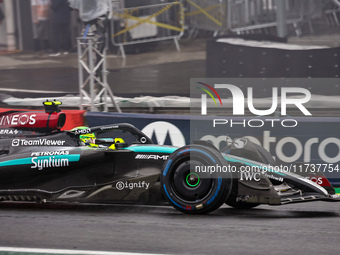 Lewis Hamilton of the UK drives the (44) Mercedes-AMG Petronas F1 Team F1 W15 E Performance Mercedes during the Formula 1 Lenovo Grande Prem...