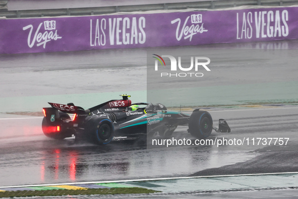 Lewis Hamilton of the UK drives the (44) Mercedes-AMG Petronas F1 Team F1 W15 E Performance Mercedes during the Formula 1 Lenovo Grande Prem...