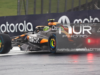 Lando Norris of the UK drives the McLaren F1 Team MCL38 Mercedes during the Formula 1 Lenovo Grande Premio De Sao Paulo 2024 in Sao Paulo, B...