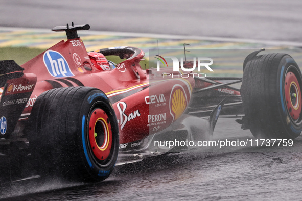 Charles Leclerc of Monaco drives the (16) Scuderia Ferrari SF-24 Ferrari during the Formula 1 Lenovo Grande Premio De Sao Paulo 2024 in Sao...